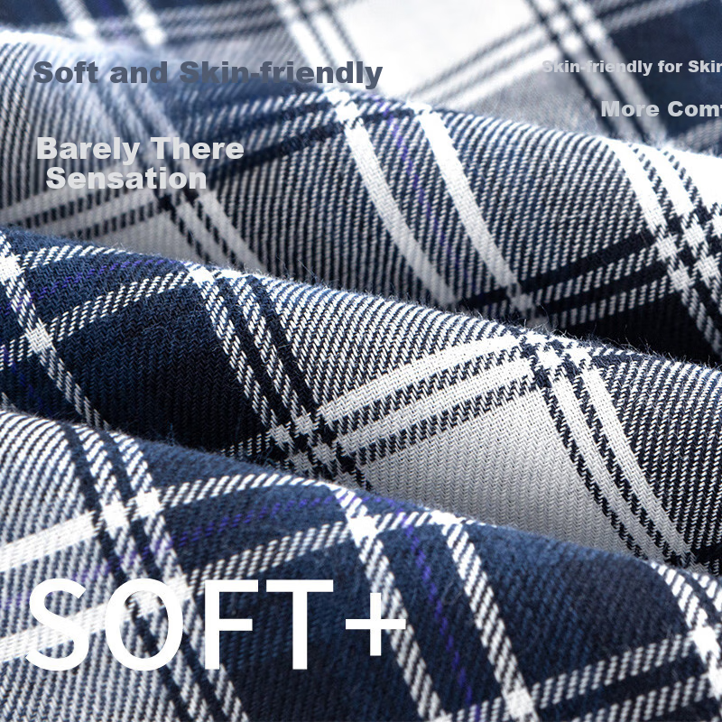 Caiyue Men's Cotton Sleep Pants, Autumn Plaid Style