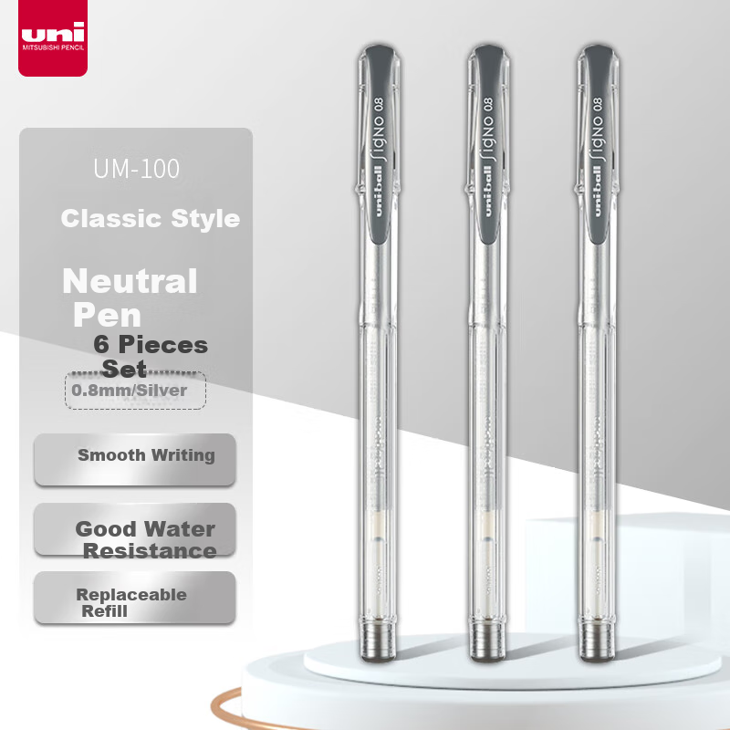 Uni-Ball Silver Gel Pen 0.8mm, Stylish Signature Pen