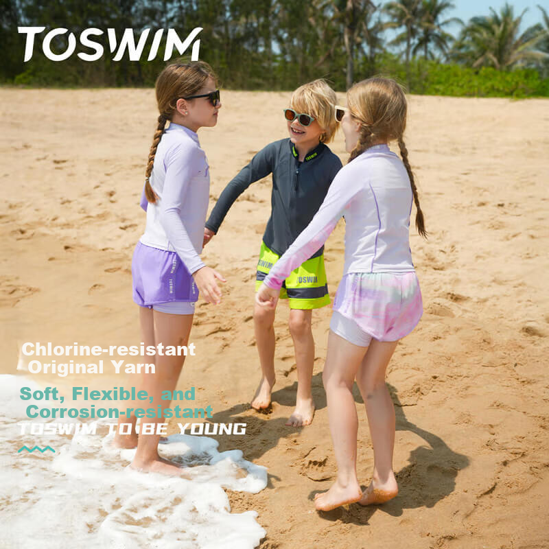 TOSWIM Kids Two-Piece Swimsuit with Long Sleeves