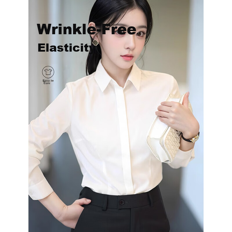 TELUOMAN Women's Stretch White Blouse