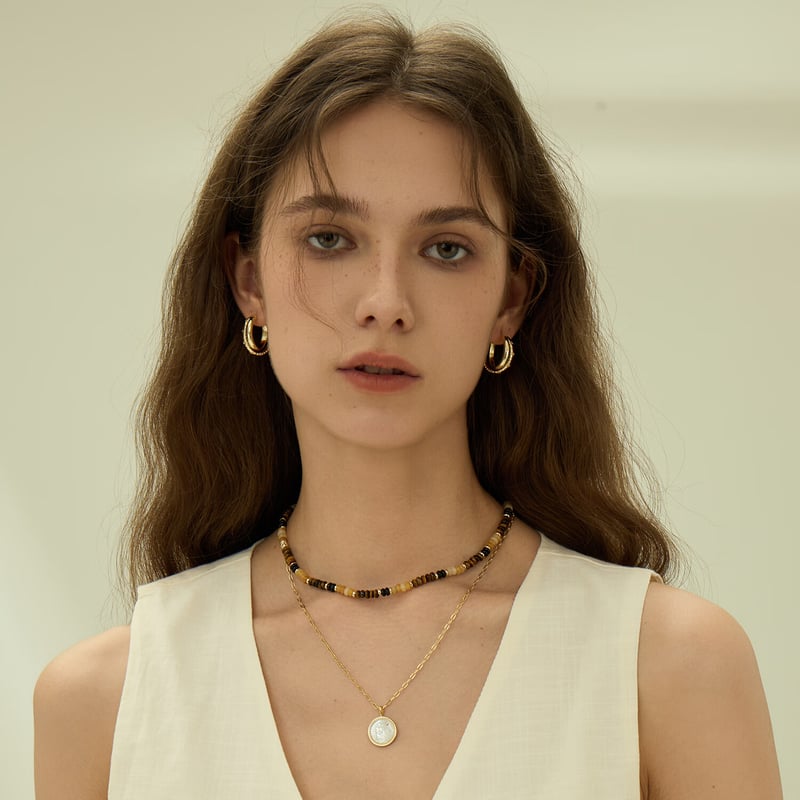 Arsis Double-Layer Snake Bone Hoop Earrings for Women