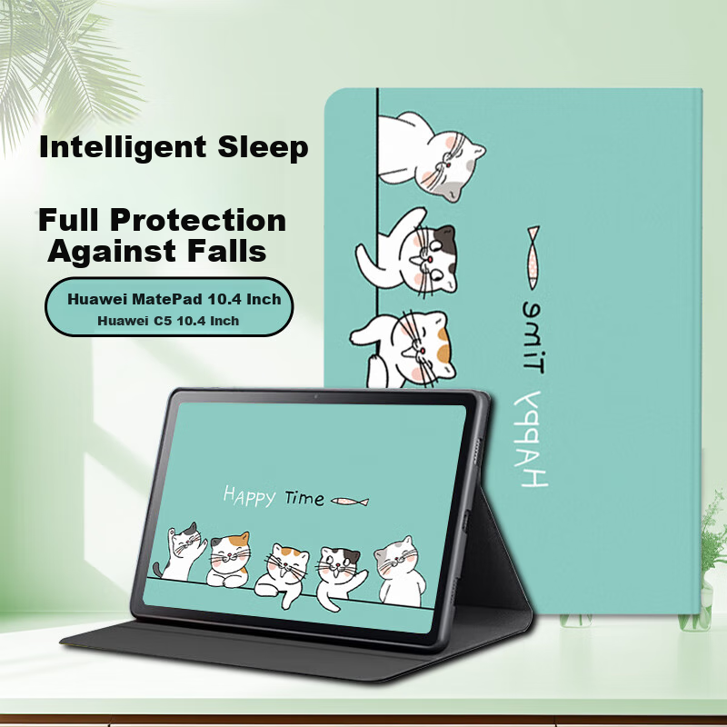 Jiangming Huawei Matepad 10.4 Case - Happy Cat Design