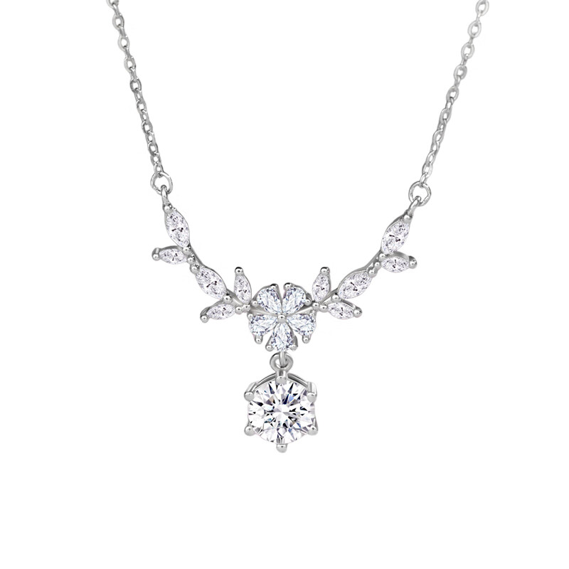 MANHE Sterling Silver Cherry Blossom Necklace