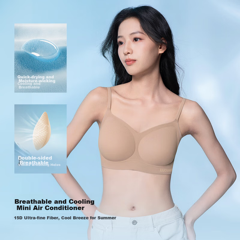 LUCKMEEY Foundation Bra 10A Antibacterial Women's Quick-Dry Summer Thin Invisible Seamless Cool Bra