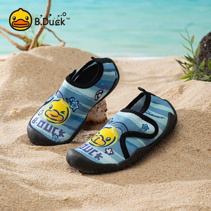 B.Duck Kids' Striped Blue Beach Shoes