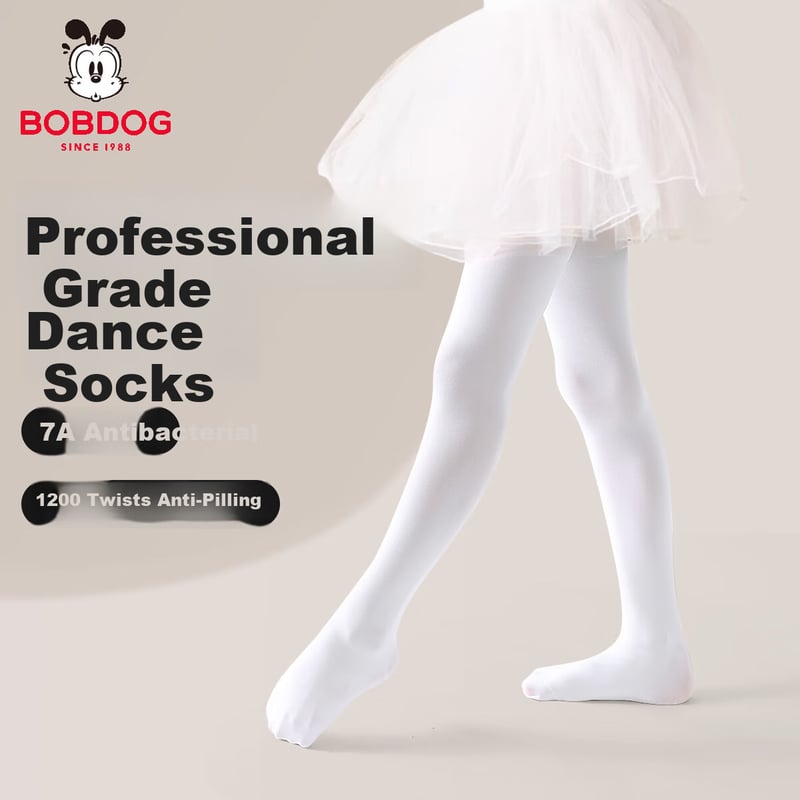 BOBDOG Kids White Dance Tights - Antibacterial