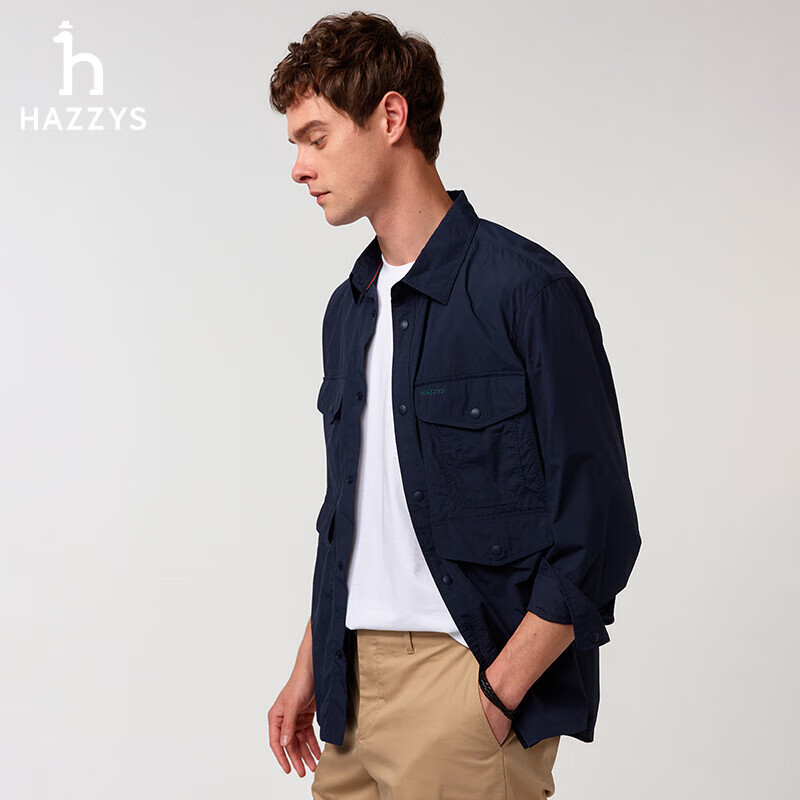 HAZZYS Men's Workwear Style Outer Shirt