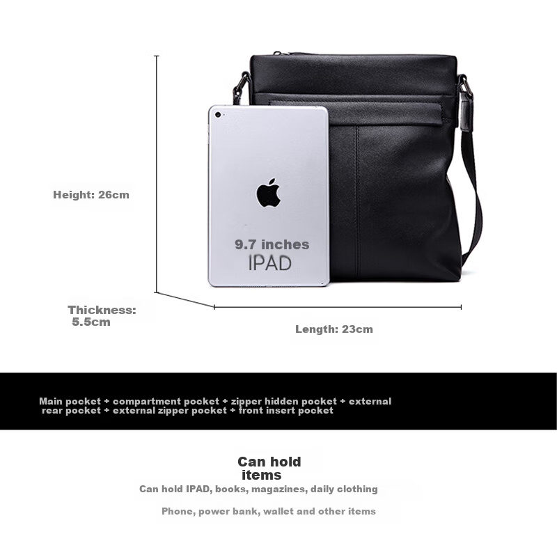 LAORENTOU Men's Genuine Leather Shoulder Bag