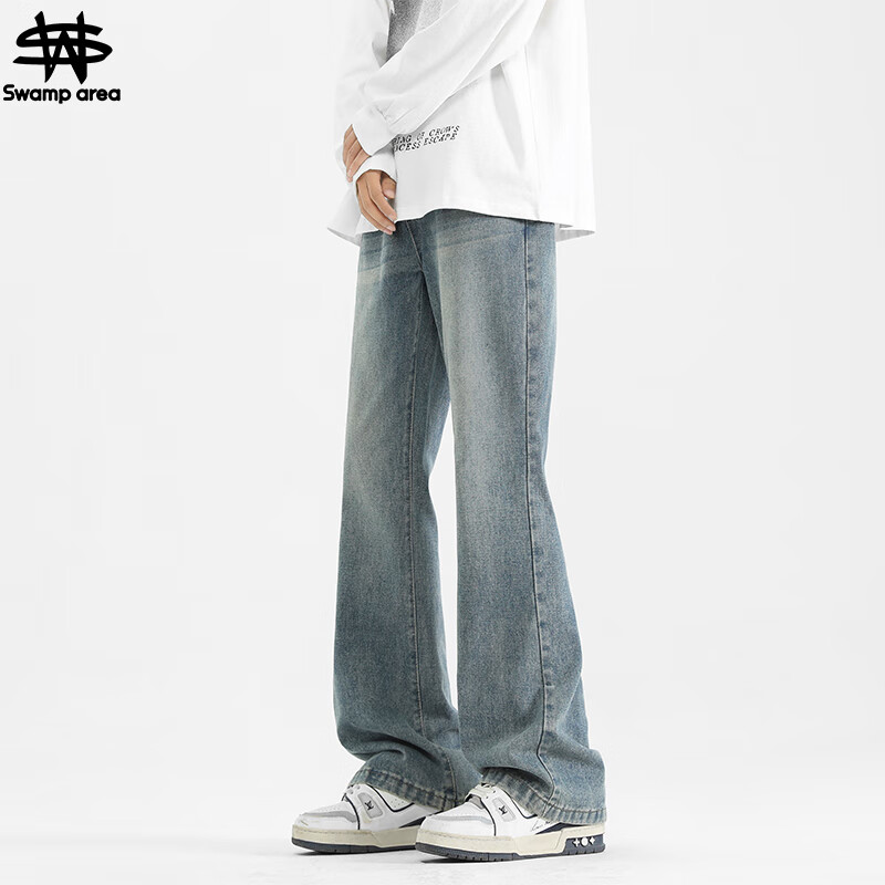 SWAMP AREA Vintage American-Style Slightly Flared Jeans