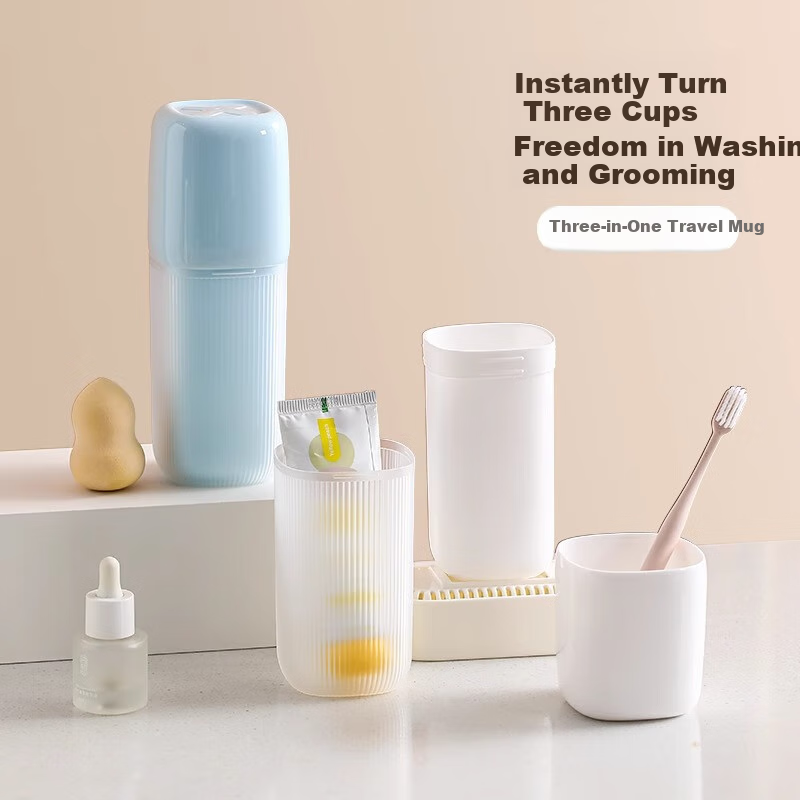 Baicaoyuan Portable Mouthwash Cup with 3 Cups & Storage