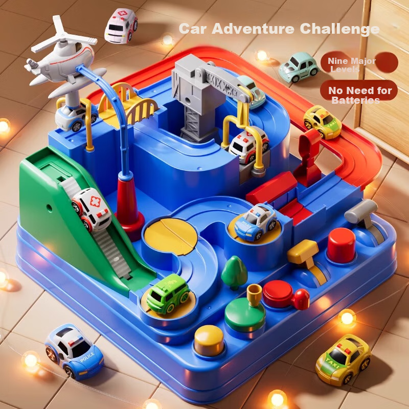 Miaobeile Adventure Track Car Playset with Parking Lot