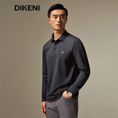 DIKENI Spring Autumn Lapel Long-Sleeve Business Polo