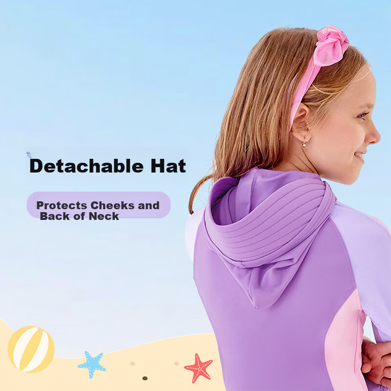 BALNEAIRE Kids One-Piece Swimsuit - Purple Long Sleeve