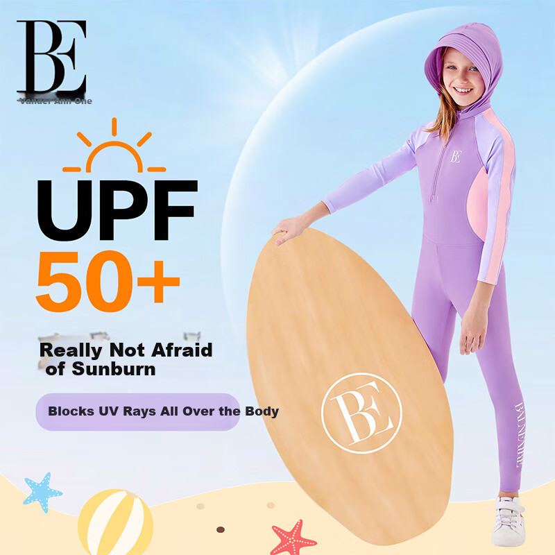 BALNEAIRE Kids One-Piece Swimsuit - Long Sleeve Sun Protection