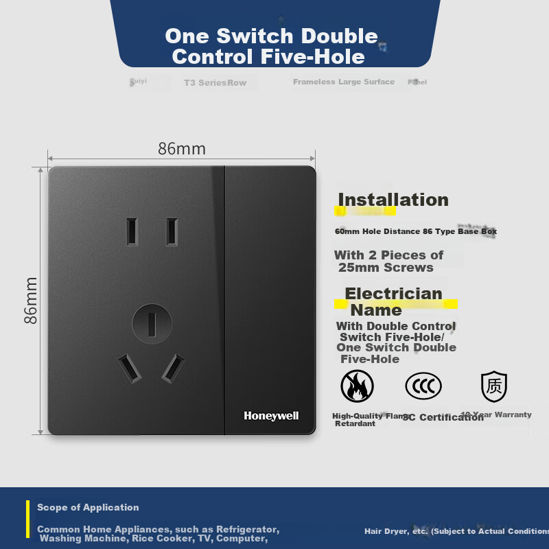 Honeywell Ultra-Thin Frameless Matte Switch Socket Panel