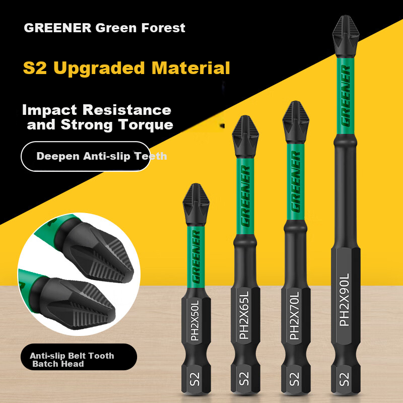 GREENER Cross Screwdriver Bit Set - 6 Pieces + Sandpaper