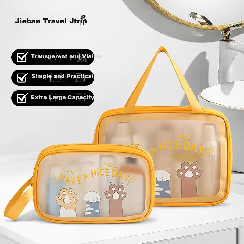 Jtrip Yellow Cat Paw Toiletry Bag - Large Capacity Travel Pouch