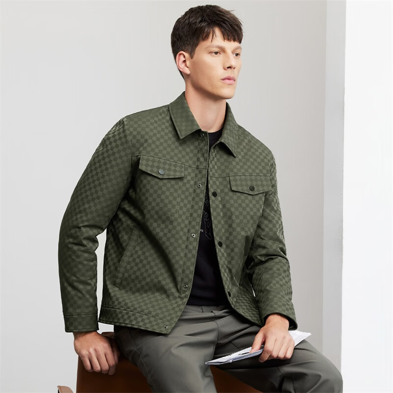 DANCING WOLVES Checkered Lapel Work Jacket