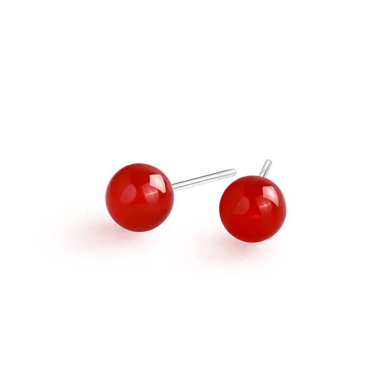 MANHE Silver-Red Agate Stud Earrings 2026 Style