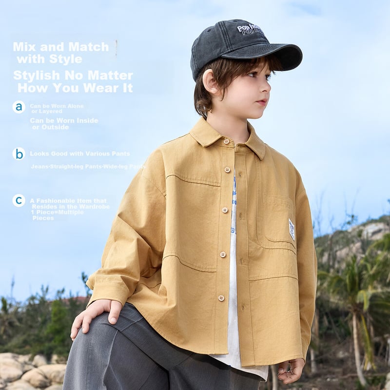 ASK JUNIOR Pure Cotton Kids Shirt 2025 Autumn