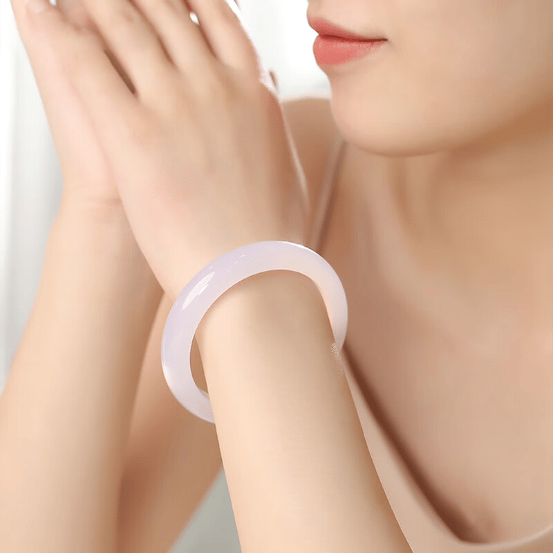 ALLOVE White Moonlight Jade Bangle for Women
