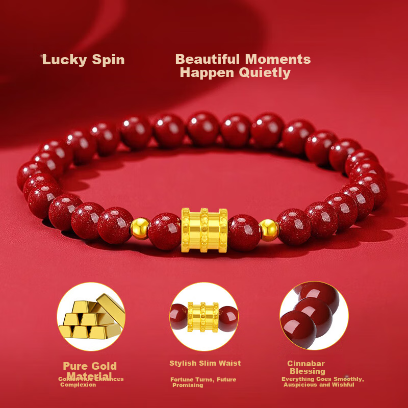 ALLOVE Slim Waist Gold Bracelet with Lucky Beads