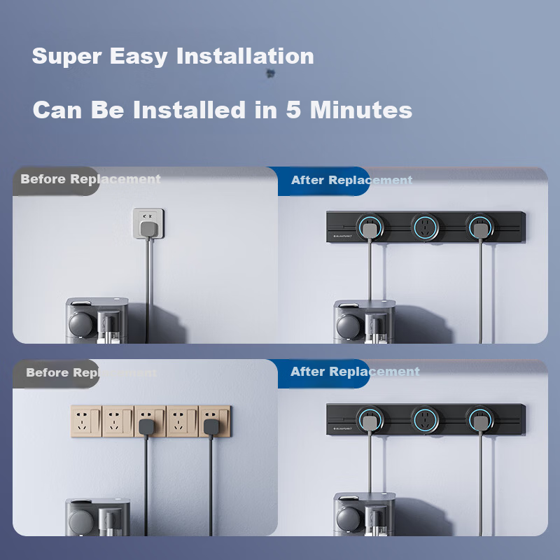 BLAUPUNKT 5-Socket Power Strip - Snow White