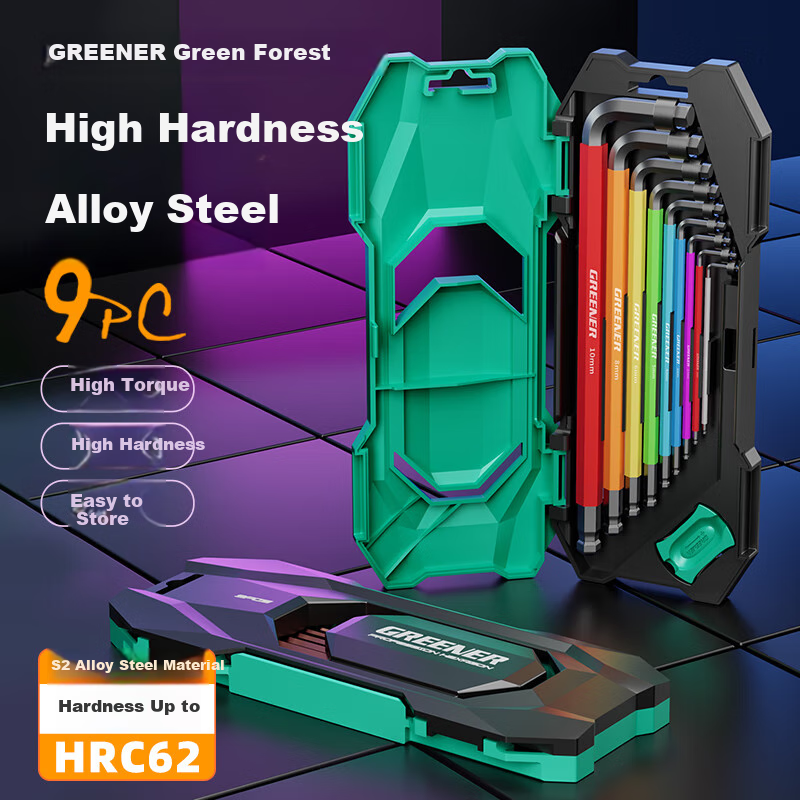 GREENER Hex Key Set - Rainbow Extended 9-Piece