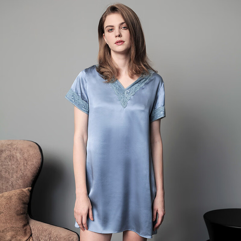 Sijie Silk Nightgown - 100% Mulberry Silk Sleepwear Dress