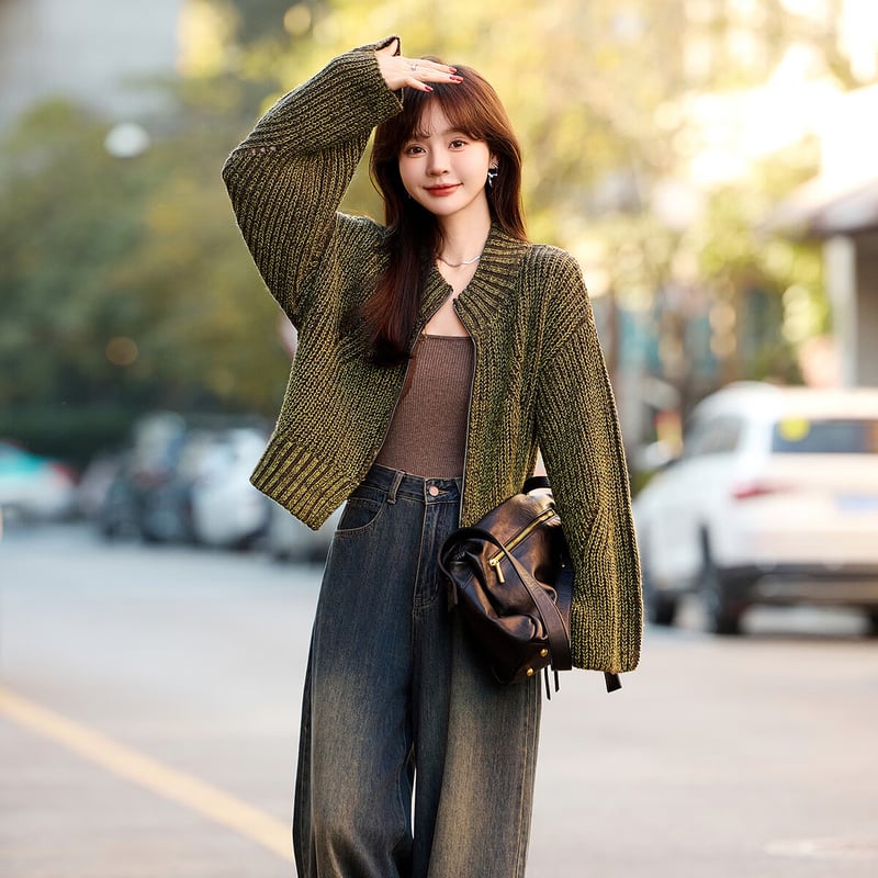 Shengbai Winter Heavyweight Chunky Knit Cardigan