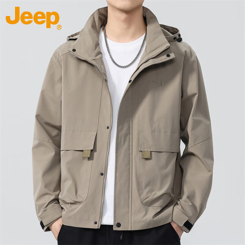 JEEP Men's Hooded Jacket - Trendy Casual Fall/Winter Wear