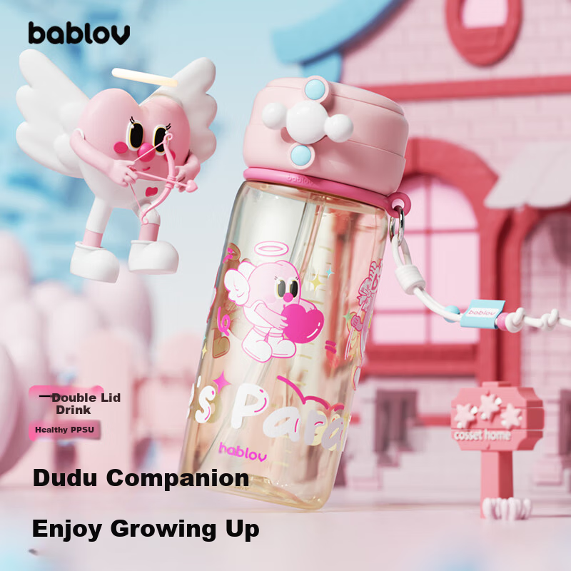 BABLOV Kids Straw Water Bottle 650ml