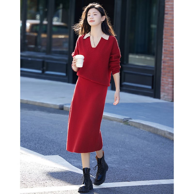 Demana Color-Block Polo Collar Set