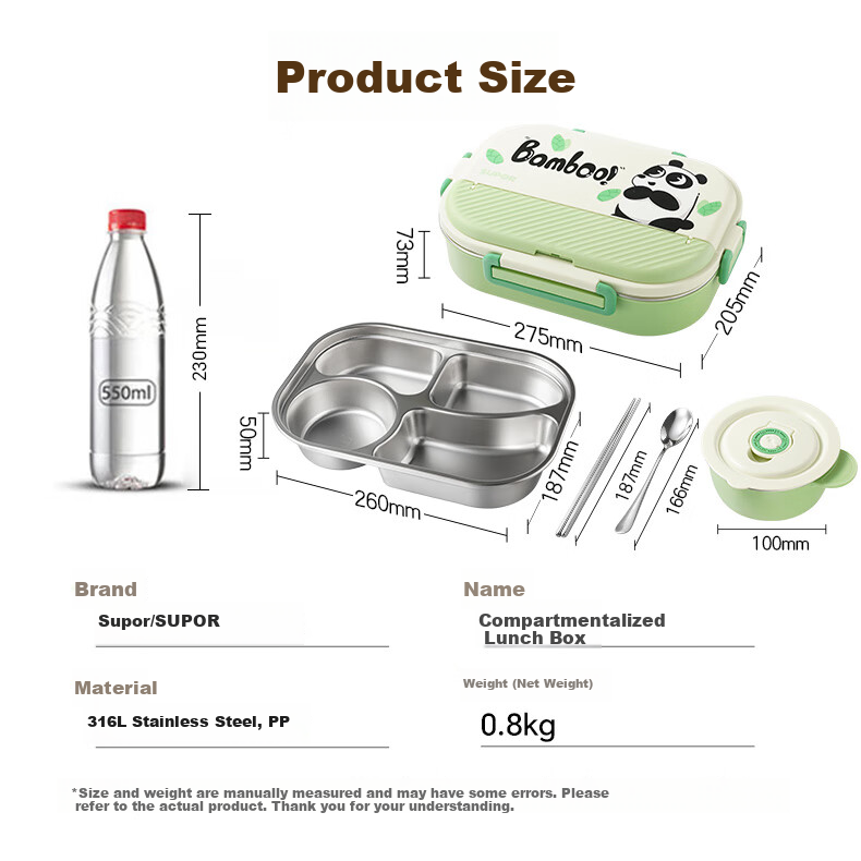 SUPOR Big Panda 316L Stainless Steel Lunch Box with Handle