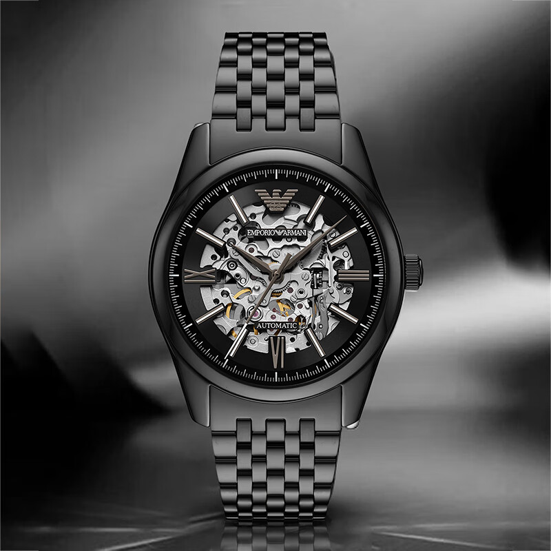 EMPORIO ARMANI Men's Luminous Steel Skeleton Watch AR60093