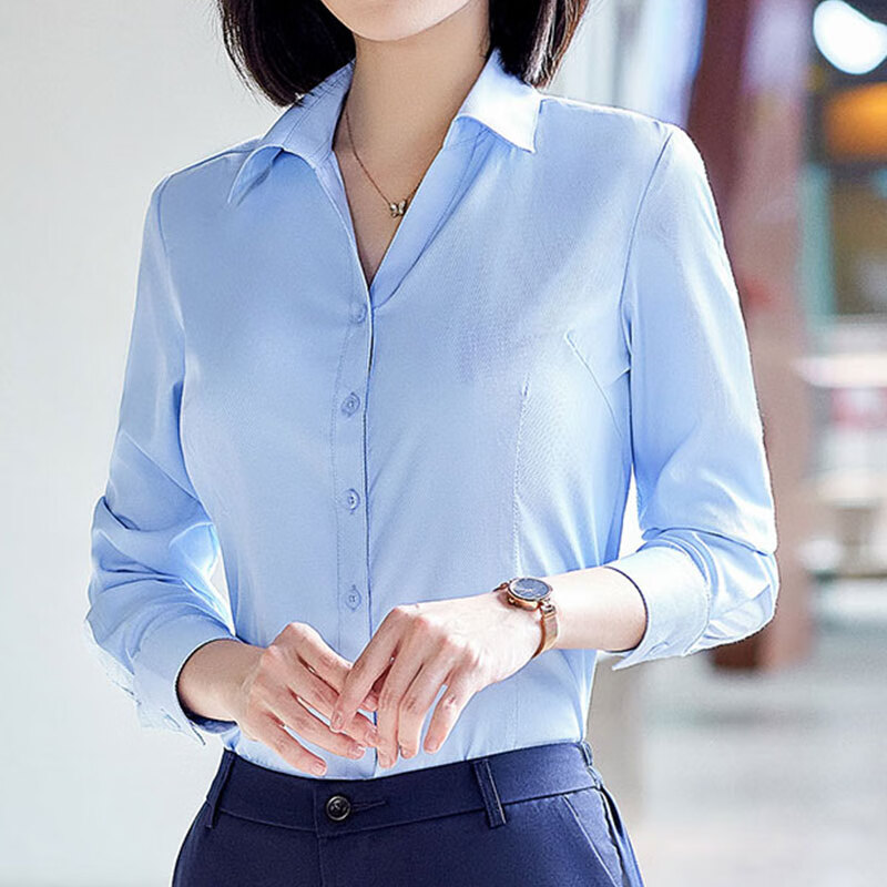 Congmeng Women's Long-Sleeve V-Neck Shirt