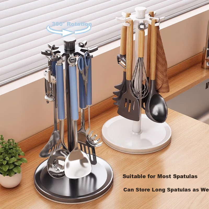 YOUQIN Rotating Spatula Rack with 8 Hooks