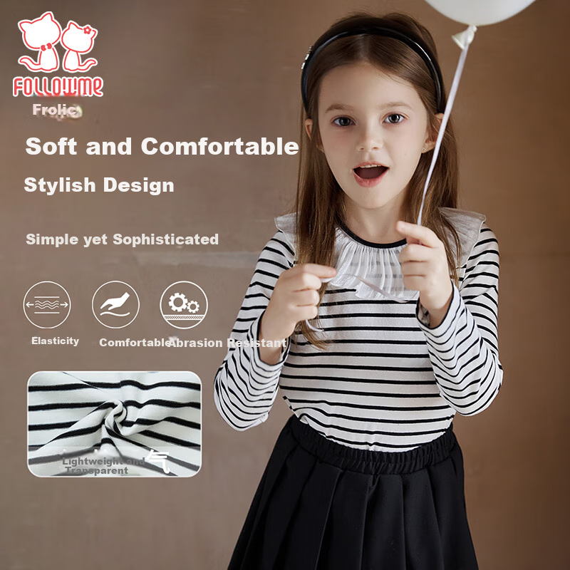 Follow Me Girls' Striped Long Sleeve Tee
