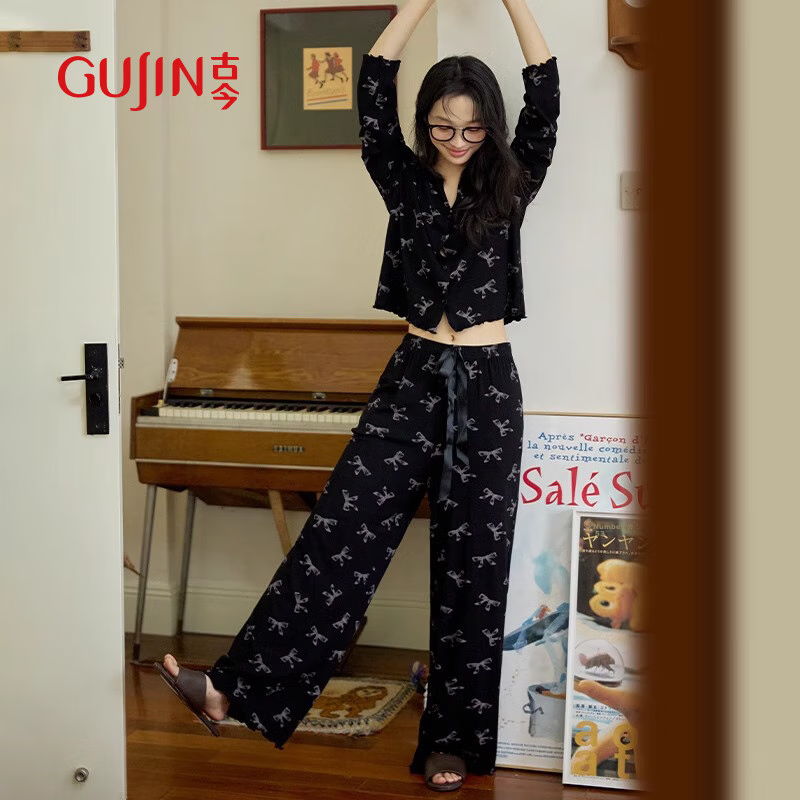 GUJIN Women's Cotton-Like Pajamas Set