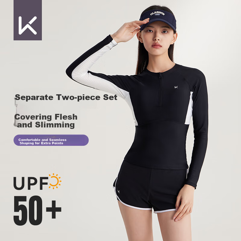 Keep Women's Long-Sleeve Two-Piece Swimsuit with Sun Protection