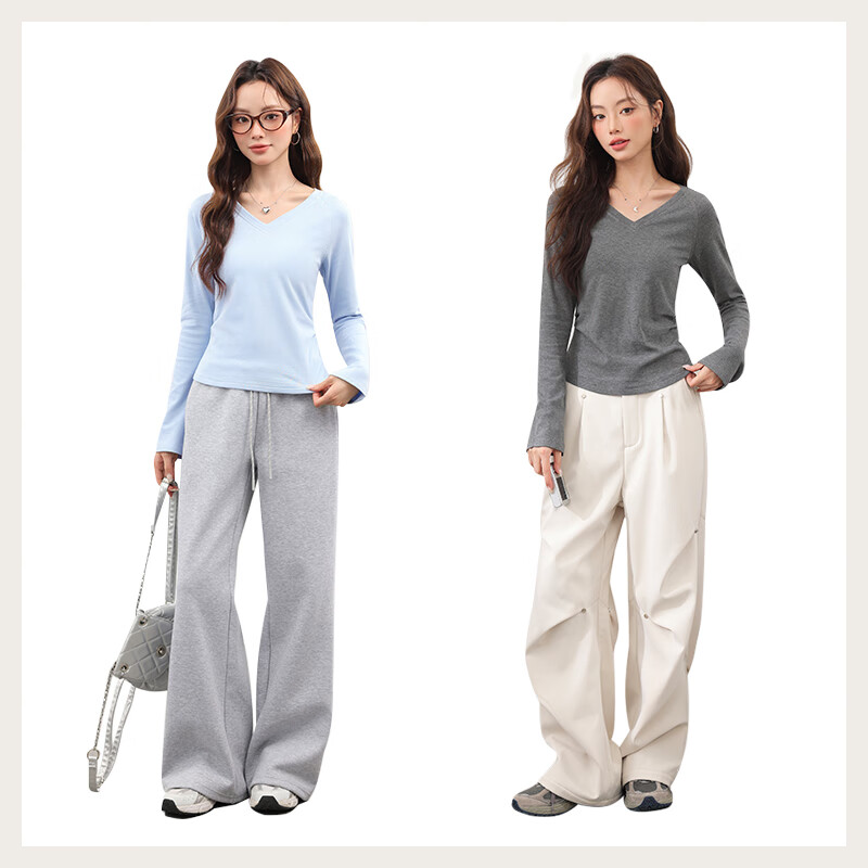 MJ STYLE V-Neck Ruched Fleece Thermal Top for Women