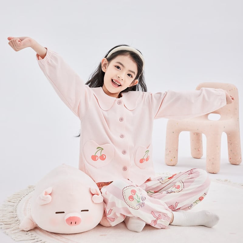 DEESHA Girls' Cotton Cardigan Pajama Set