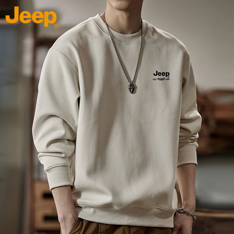 JEEP Men's Loose Fit Crew Neck Long Sleeve T-Shirt