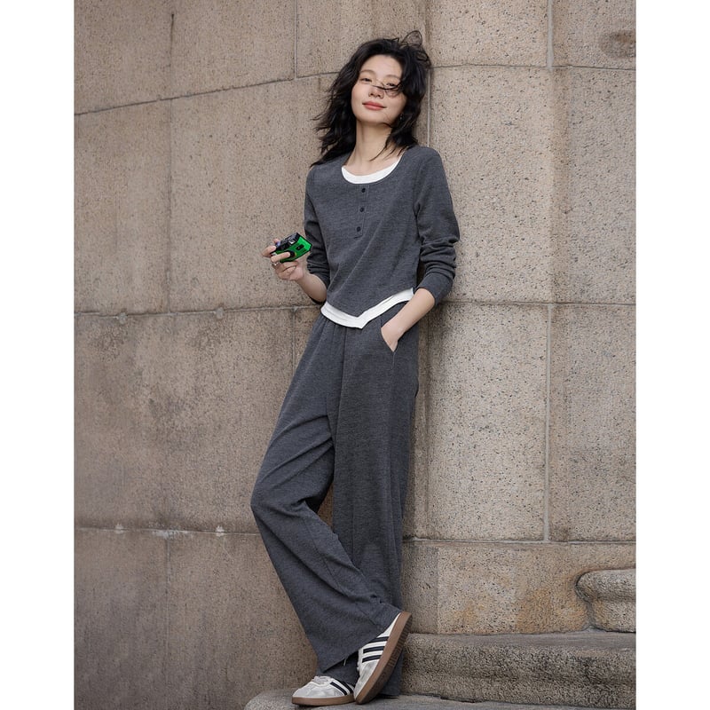 Dme Grey Series Set - Casual Knit Suit for Women