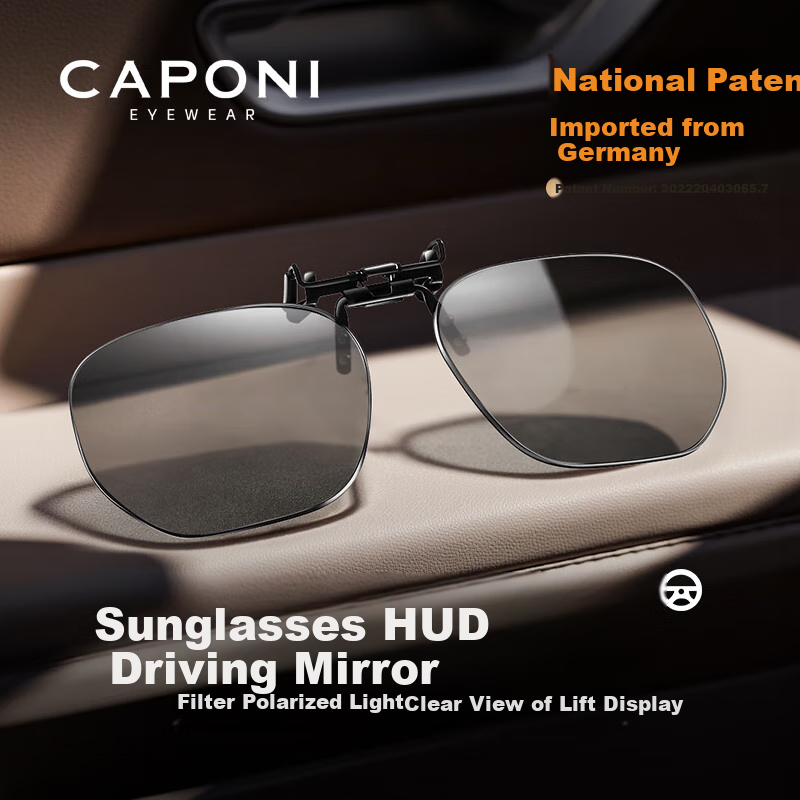 CAPONI Polarized Clip-On Sunglasses with HUD Display