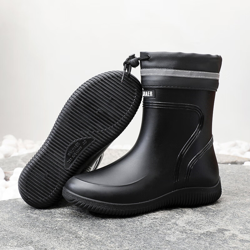GUOLUOFEI Men's Mid-Calf Rain Boots