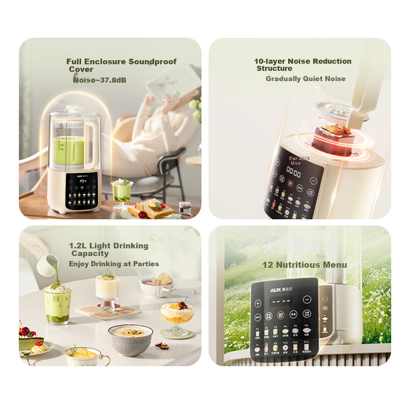 AUX Quiet Blender with 10-Blade Steel