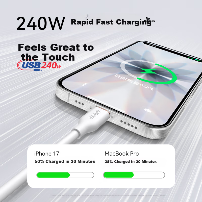 ANKER 240W Dual-Head Type-C Cable for iPhone 15/16/17 Pro Max