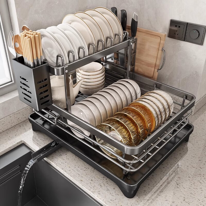 YOUQIN Stainless Steel Dish Rack with Bowl & Plate Storage
