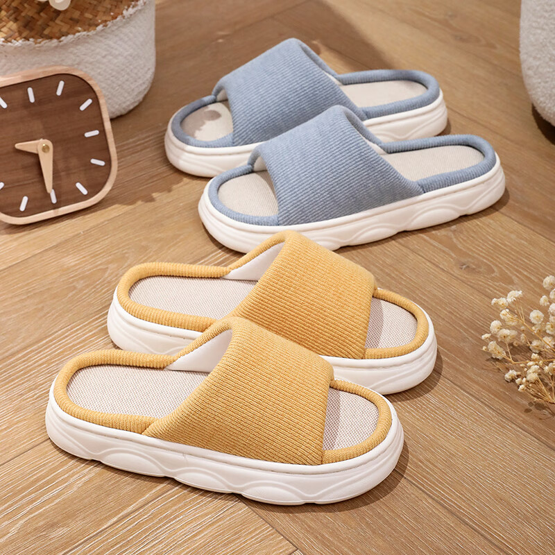 XGGC Linen Slippers for Men - Non-Slip Summer Indoor Comfort